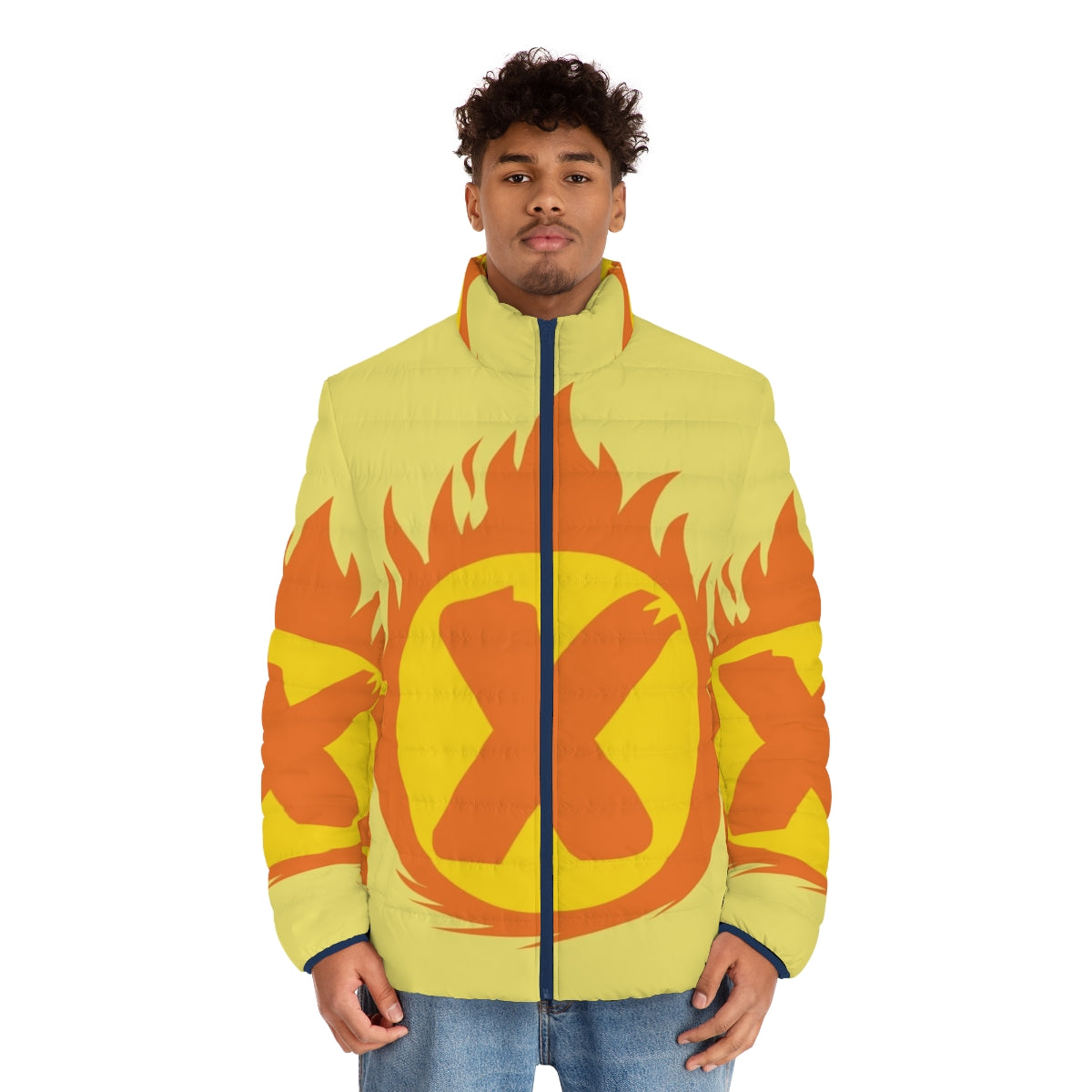 Superhero X Fire Insignia Puffer Jacket - men front