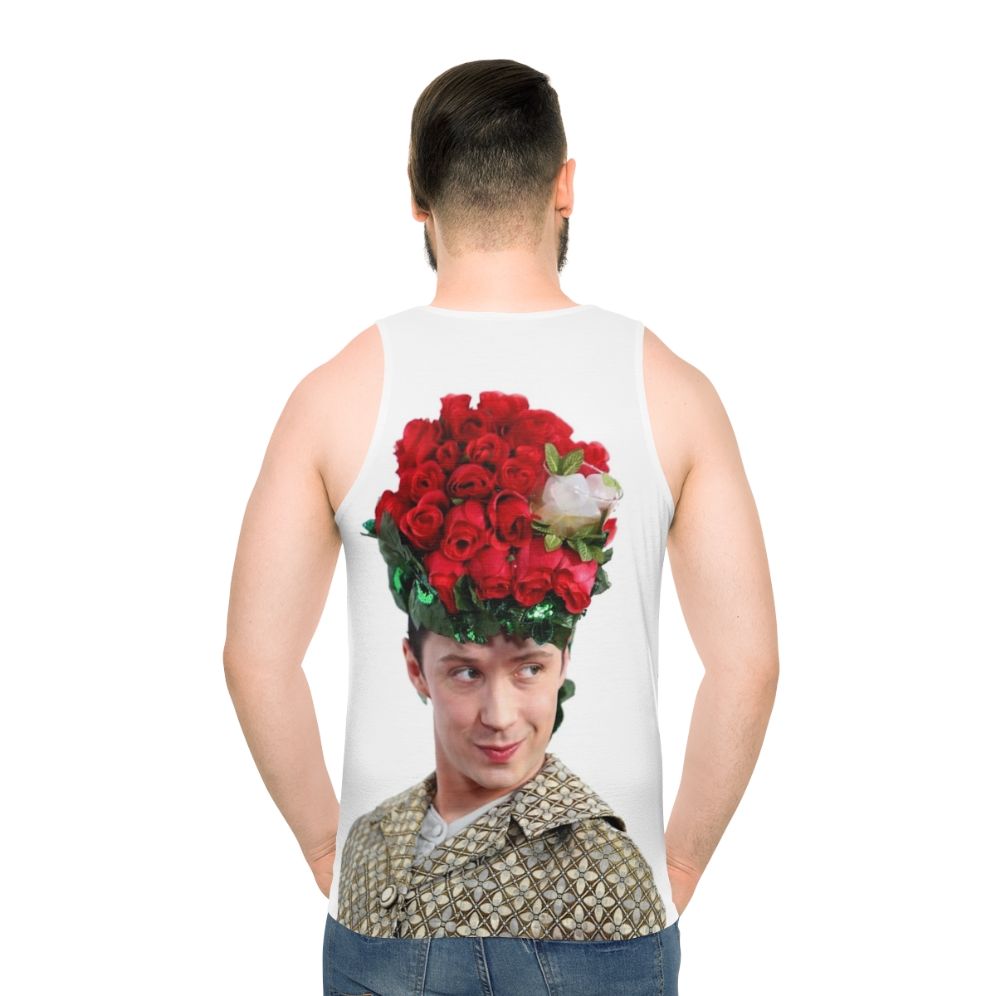 Unisex figure skating pride tank top with Johnny Weir's mint julep hat - men back