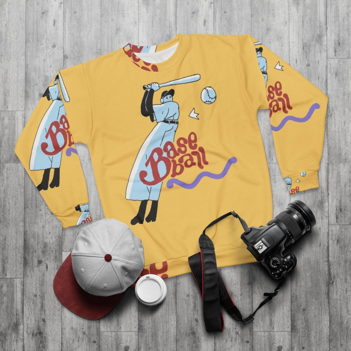 Off-baseball sweatshirt with ghost mortis design - flat lay