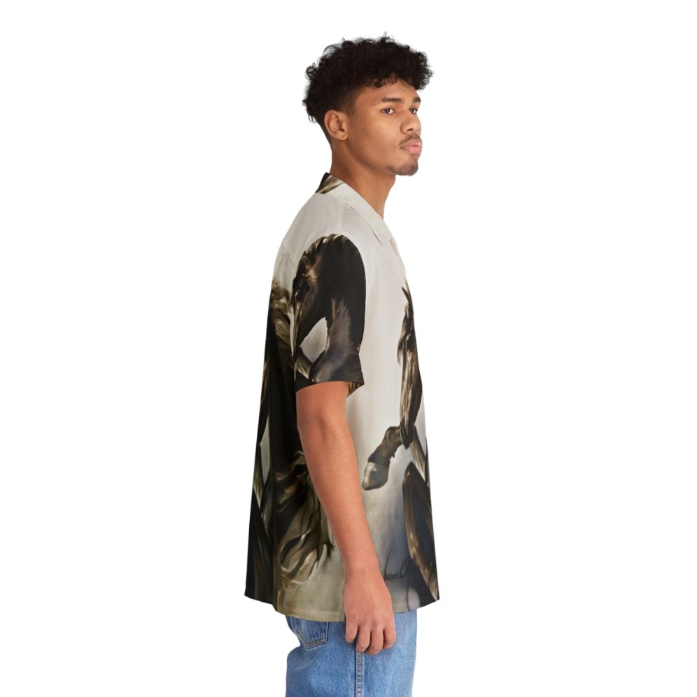 Black Fury Hawaiian Shirt with Majestic Black Stallion Print - People Pight