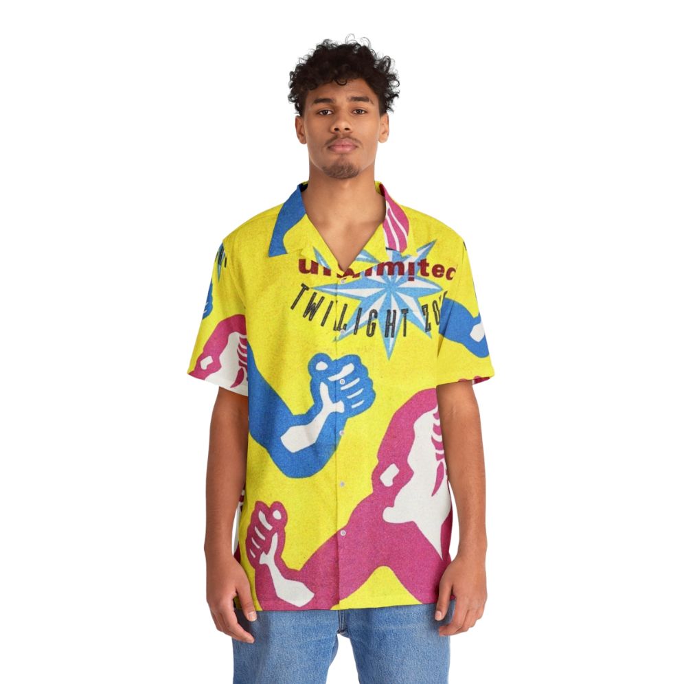 Retro 90s Hawaiian Shirt featuring 2 Unlimited Twilight Zone album cover design - People Front