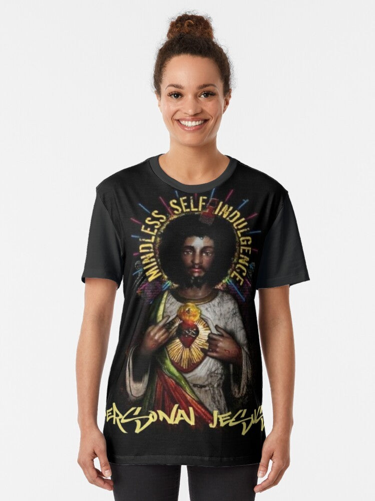 Mindless Self Indulgence "Personal Jesus" Graphic T-Shirt featuring the band's iconic design - Women