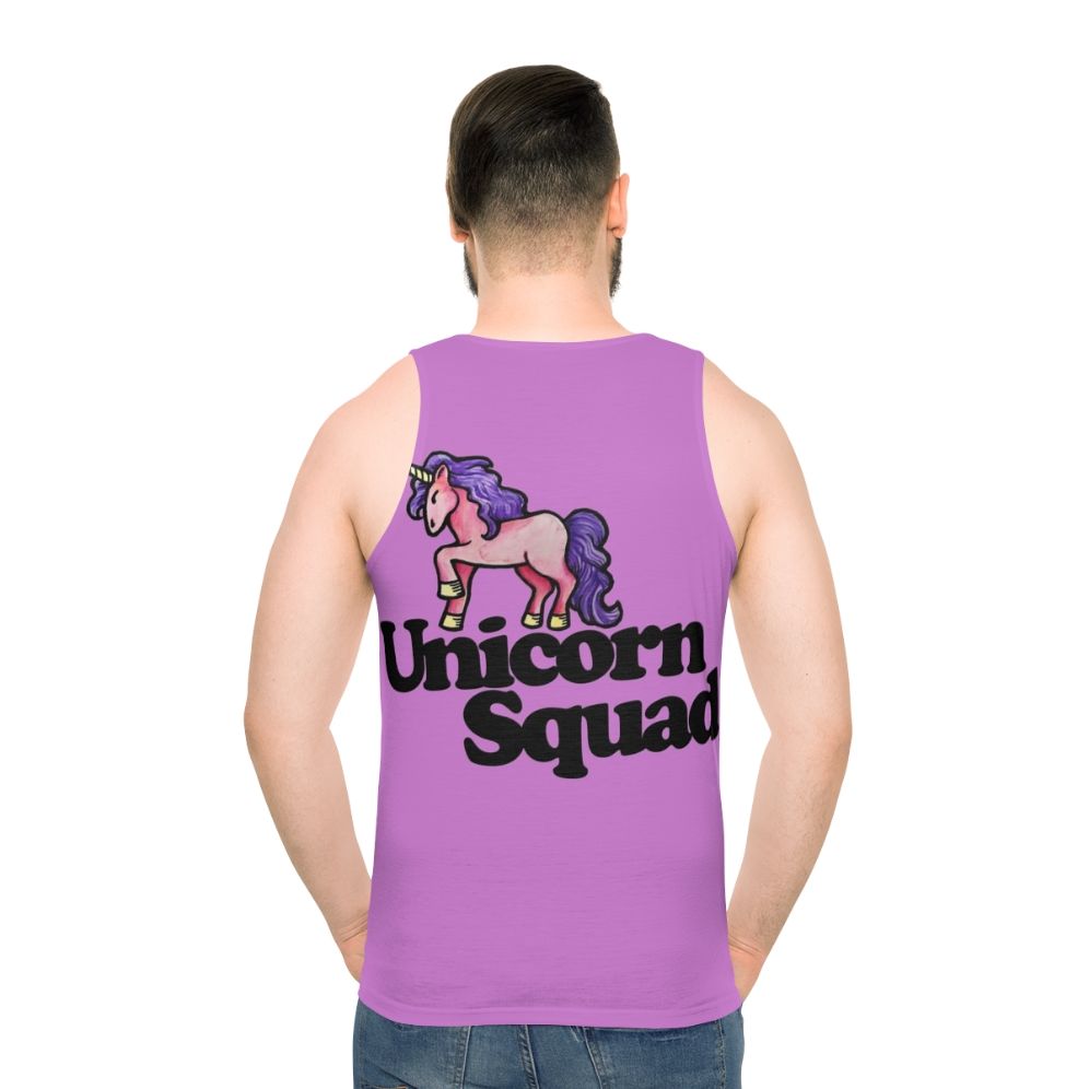 Unicorn squad unisex pink unicorn tank top - men back