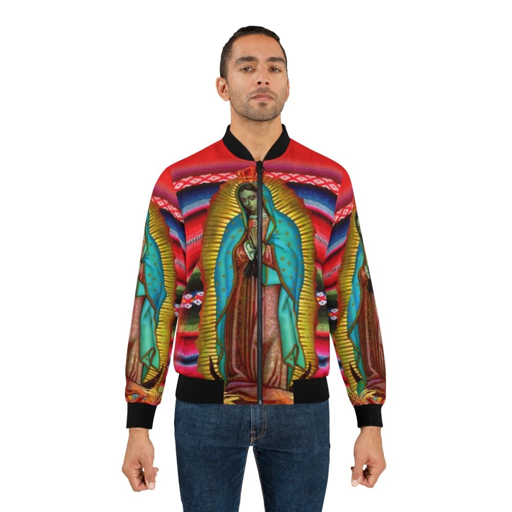 Our Lady of Guadalupe Virgin Mary Mexican Red Bomber Jacket - Lifestyle