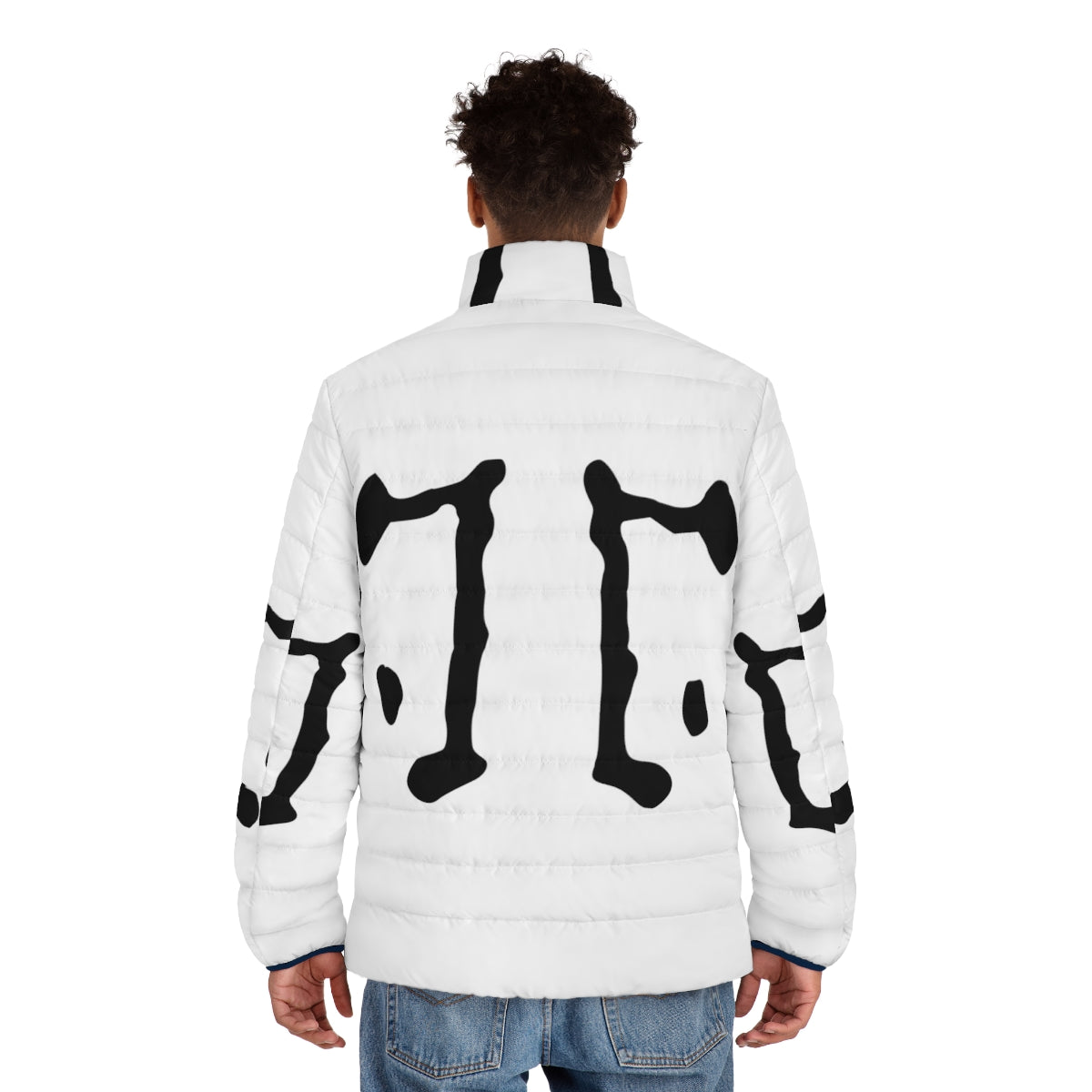 Rorschach logo puffer jacket inspired by the Watchmen superhero - men back