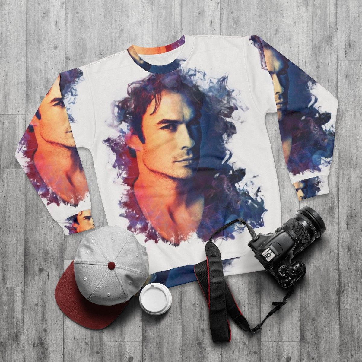 Ian Somerhalder 'The Vampire Diaries' Damon Salvatore Sweatshirt - flat lay