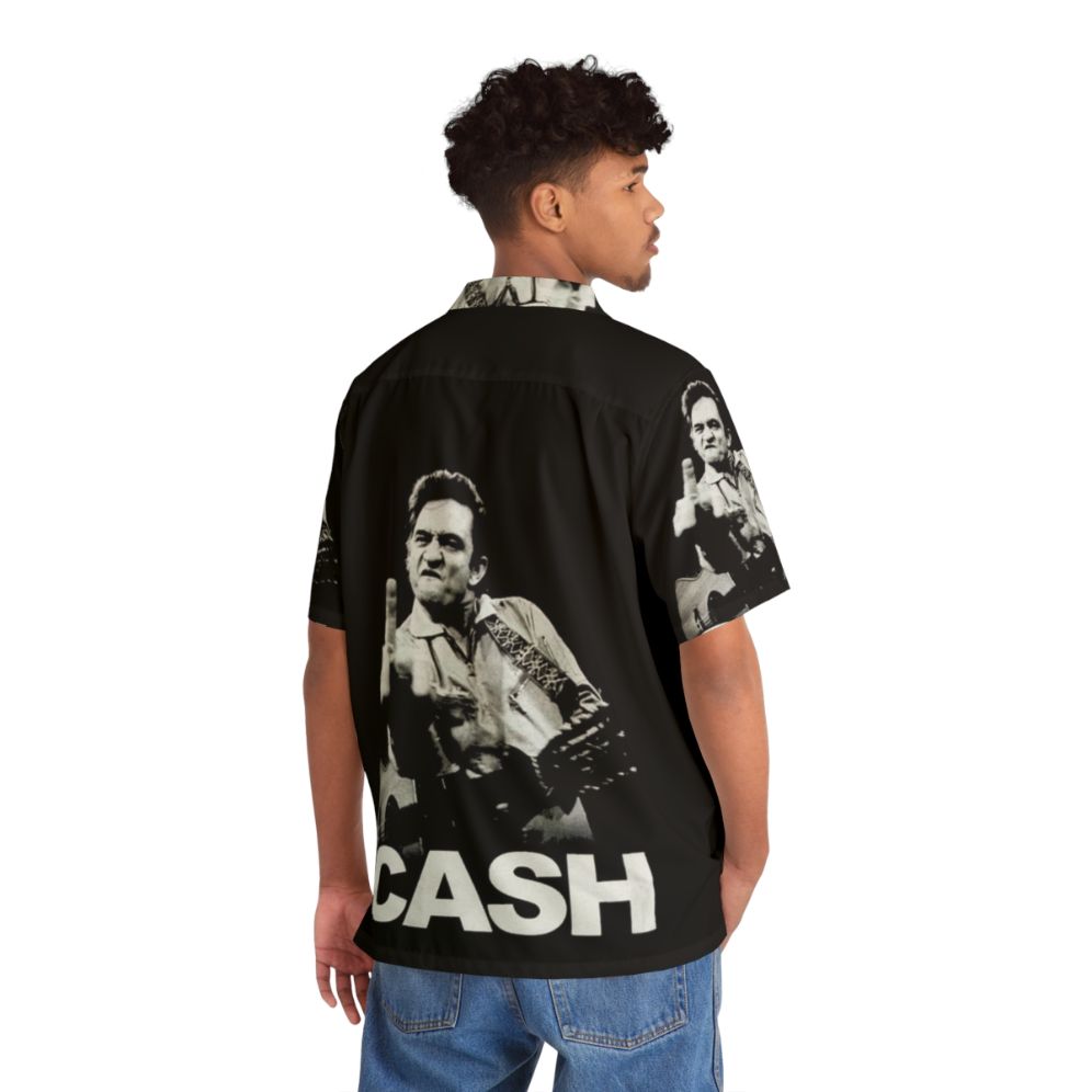 Action The Cash Face Johnny Cash Hawaiian Shirt - Flat lay