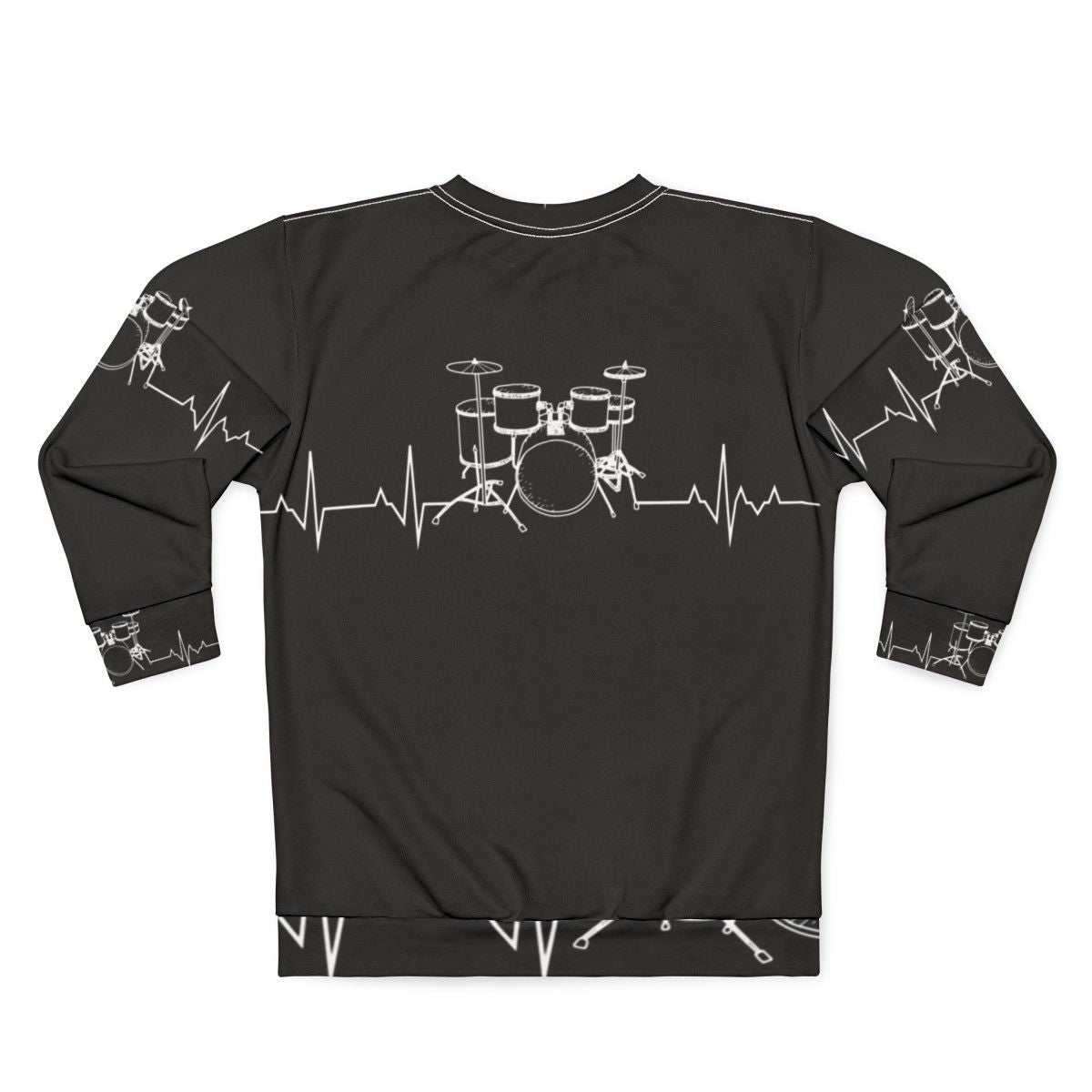 Drummer Sweatshirt with Heartbeat Design - Back