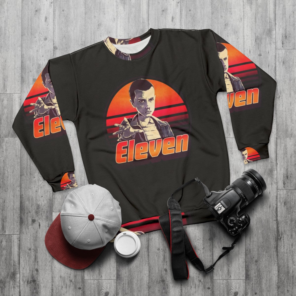 Stranger Things Eleven Retro 80s Sweatshirt - flat lay