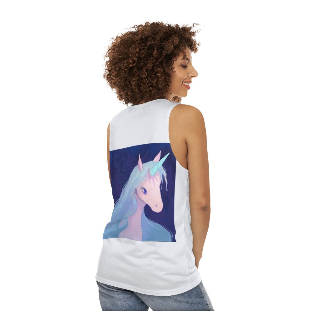 The Last Unicorn fantasy illustration unisex tank top - women back