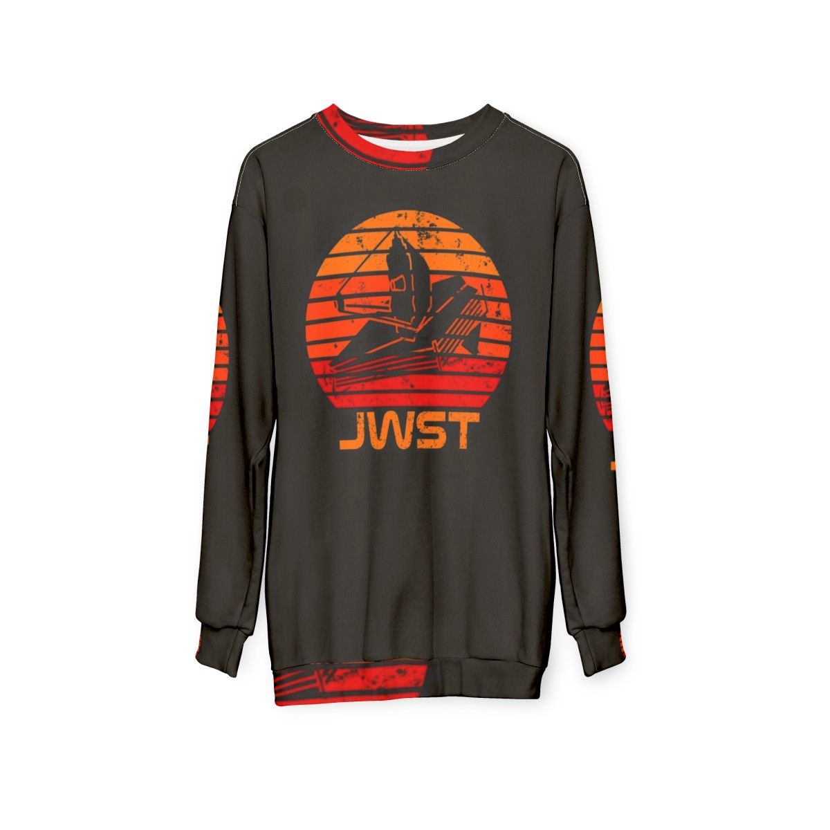 James Webb Space Telescope Sweatshirt featuring a vintage-inspired space exploration design - hanging