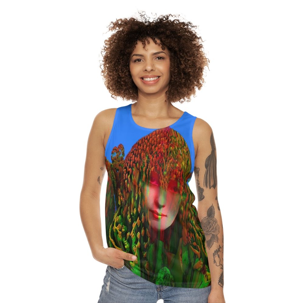 Dreadlock Holiday unisex tank top with abstract, psychedelic patterns - women