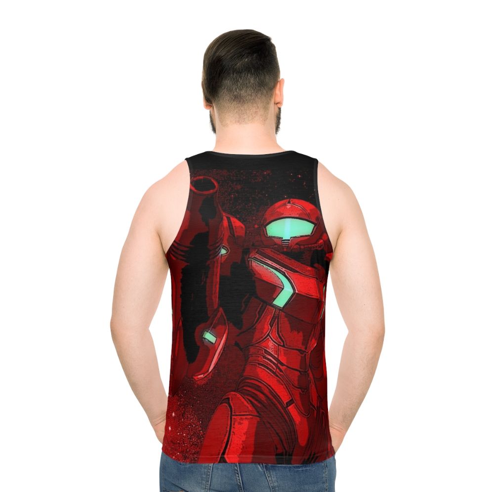 Metroid inspired unisex space gaming tank top - men back