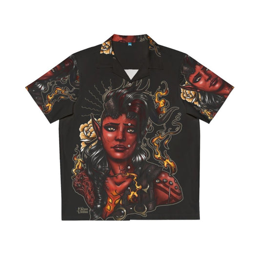 Baldurs Gate 3 Karlach Rose Demon Hawaiian Shirt