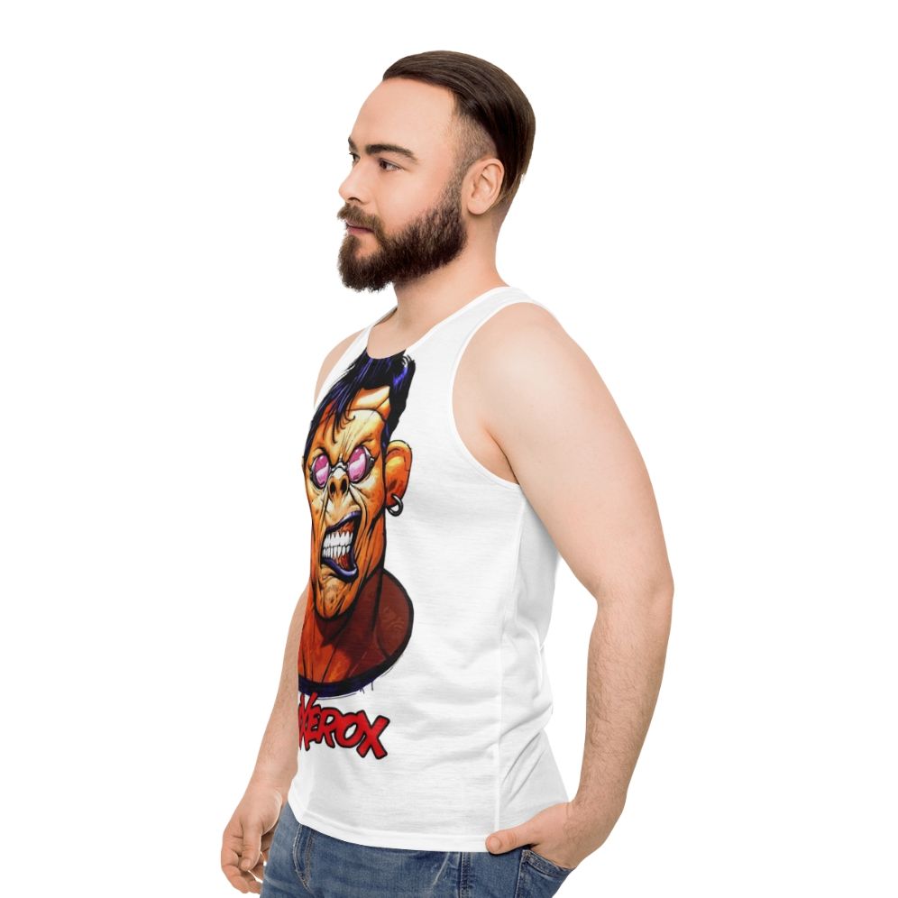 Ranxerox comic book character head design on unisex tank top - men side