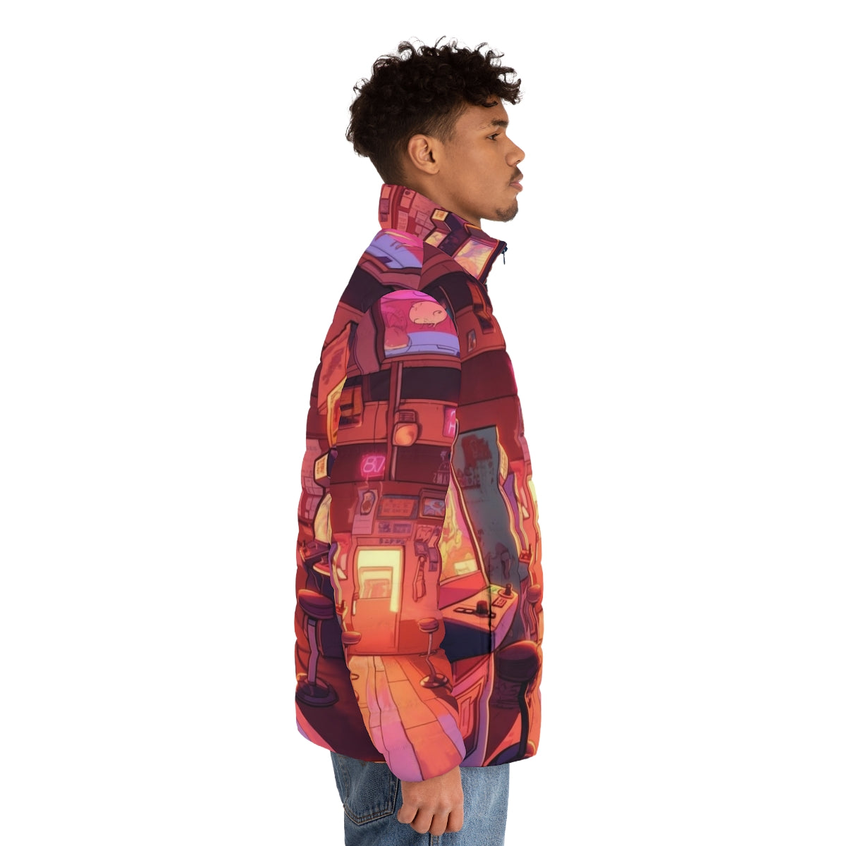 Arcade Hall in Hawkins Stranger Things Inspired Puffer Jacket - men side right