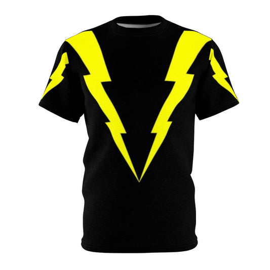 Electrifying lightning bolt design on a t-shirt for superhero and sci-fi fans.