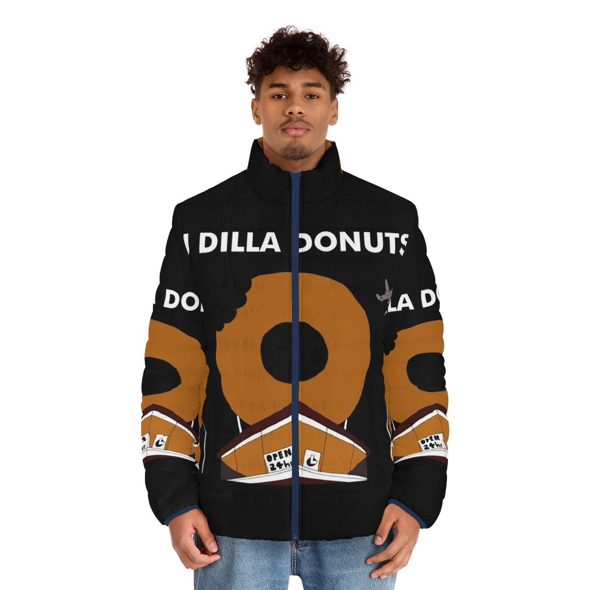 J Dilla Puffer Jacket with Donuts Graphic - men front