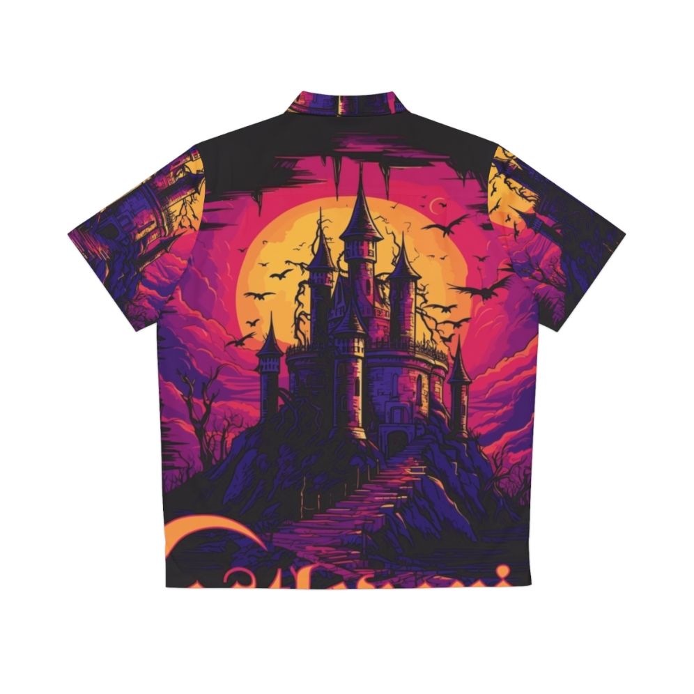 Castlevania Vaporwave Hawaiian Shirt with Dracula and Alucard - Back