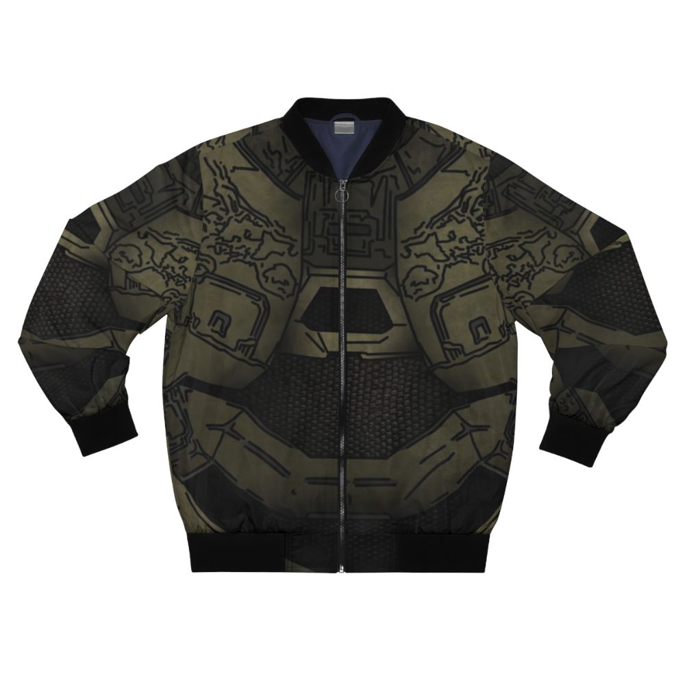 Master Chief Halo Gaming Bomber Jacket featuring the iconic green armor design