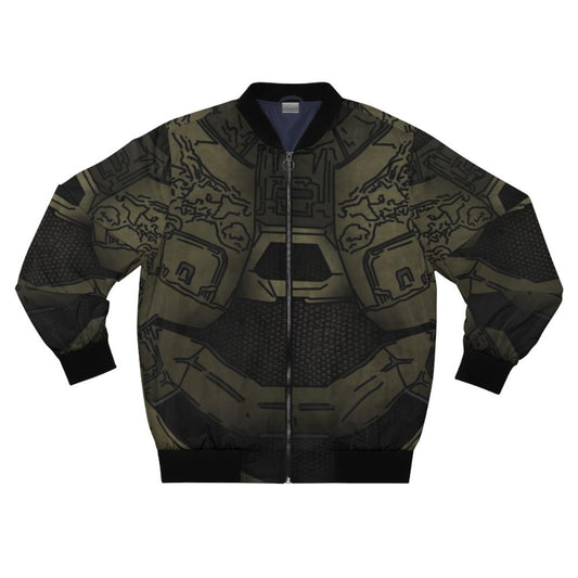 Master Chief Halo Gaming Bomber Jacket featuring the iconic green armor design