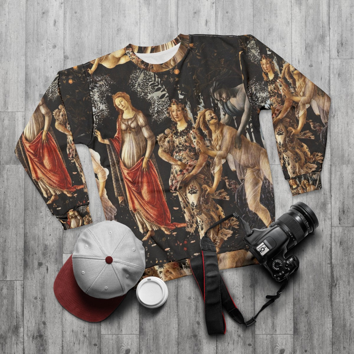 Botticelli's La Primavera Spring 1481-1482 sweatshirt - flat lay