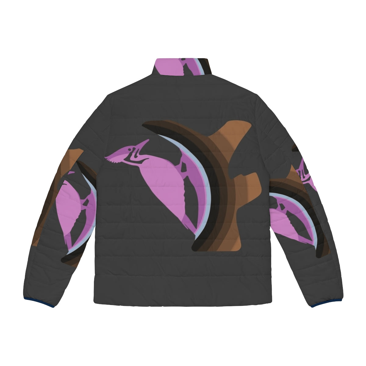 Woodpecker puffer jacket featuring legendary animal art design - Back