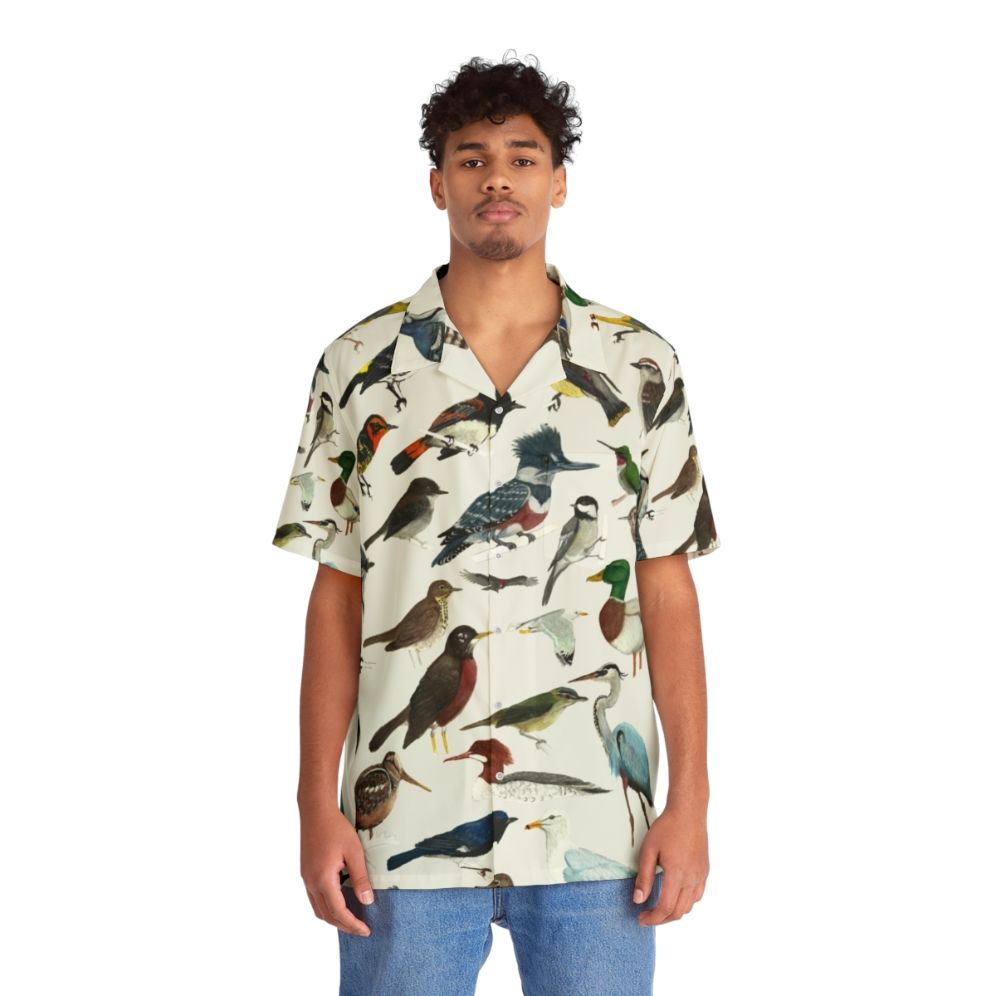 Bird-themed Hawaiian shirt featuring vibrant bird species - People Front