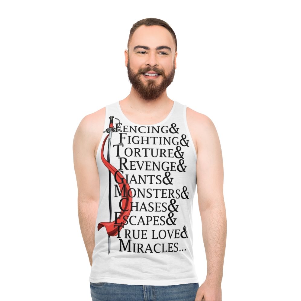 "Unisex tank top with iconic Princess Bride quotes" - men