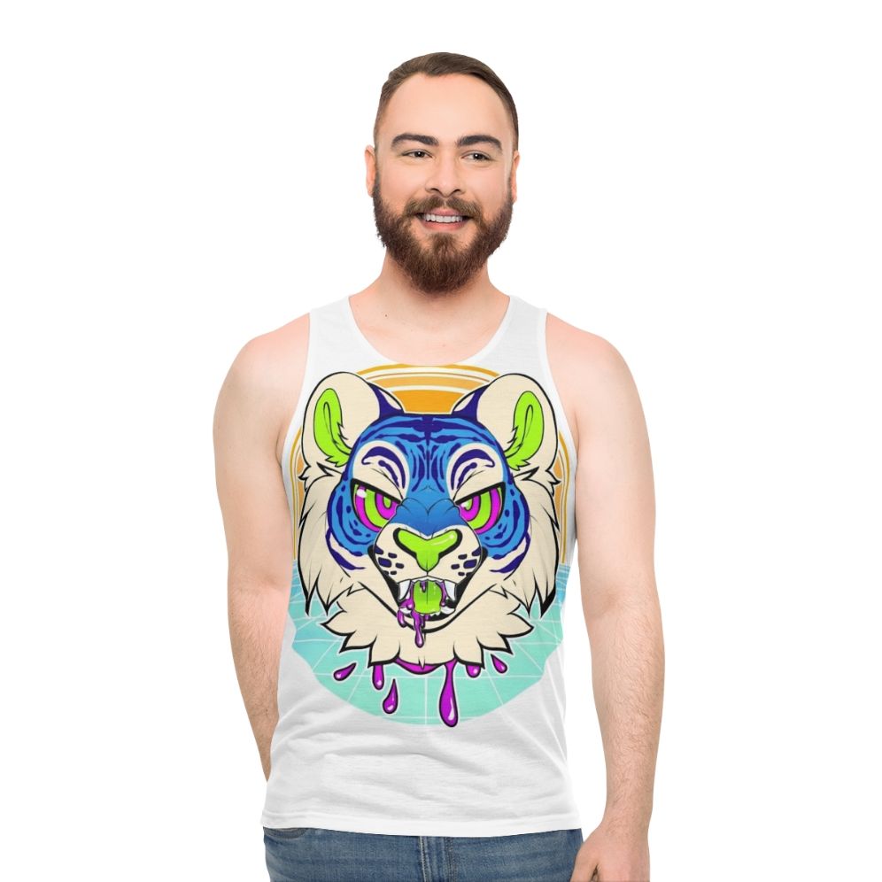 Vaporwave Tiger Anthro Unisex Tank Top - men