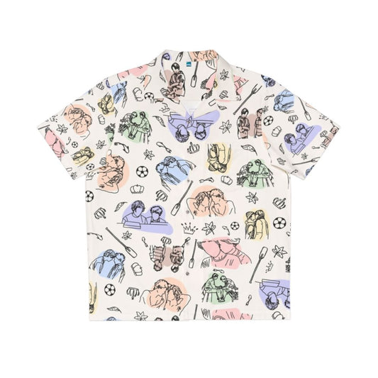 Minimal design Hawaiian shirt featuring characters from the Netflix series Young Royals