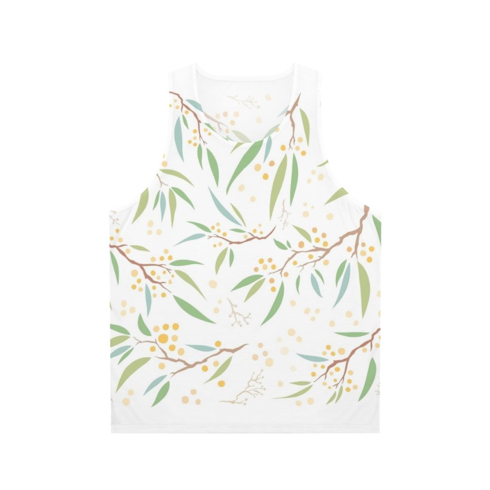 Golden wattle flower unisex tank top