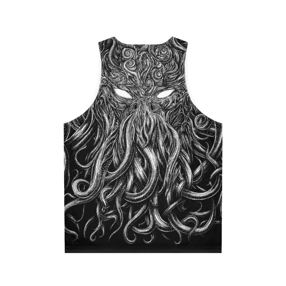 Lovecraft-inspired unisex tank top with gothic, supernatural design - Back