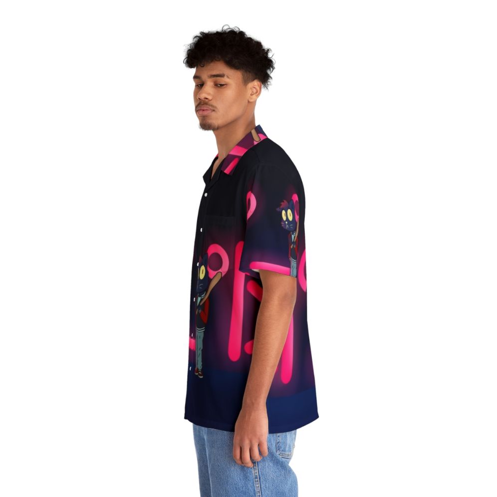 Caravan Springs Lone Mae Hawaiian Shirt with Neon Pink Glowing Midnight Design - People Left