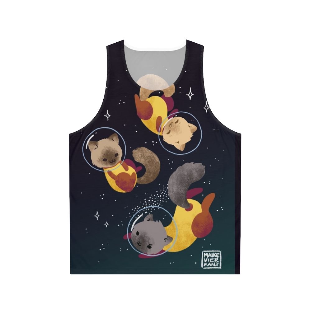 Space Cats Unisex Tank Top with Astronaut Cat Design