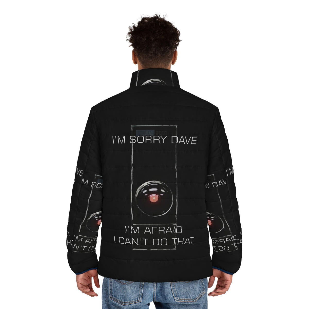 "I M Sorry Dave Puffer Jacket - Featuring Iconic HAL 9000 from 2001: A Space Odyssey" - men back