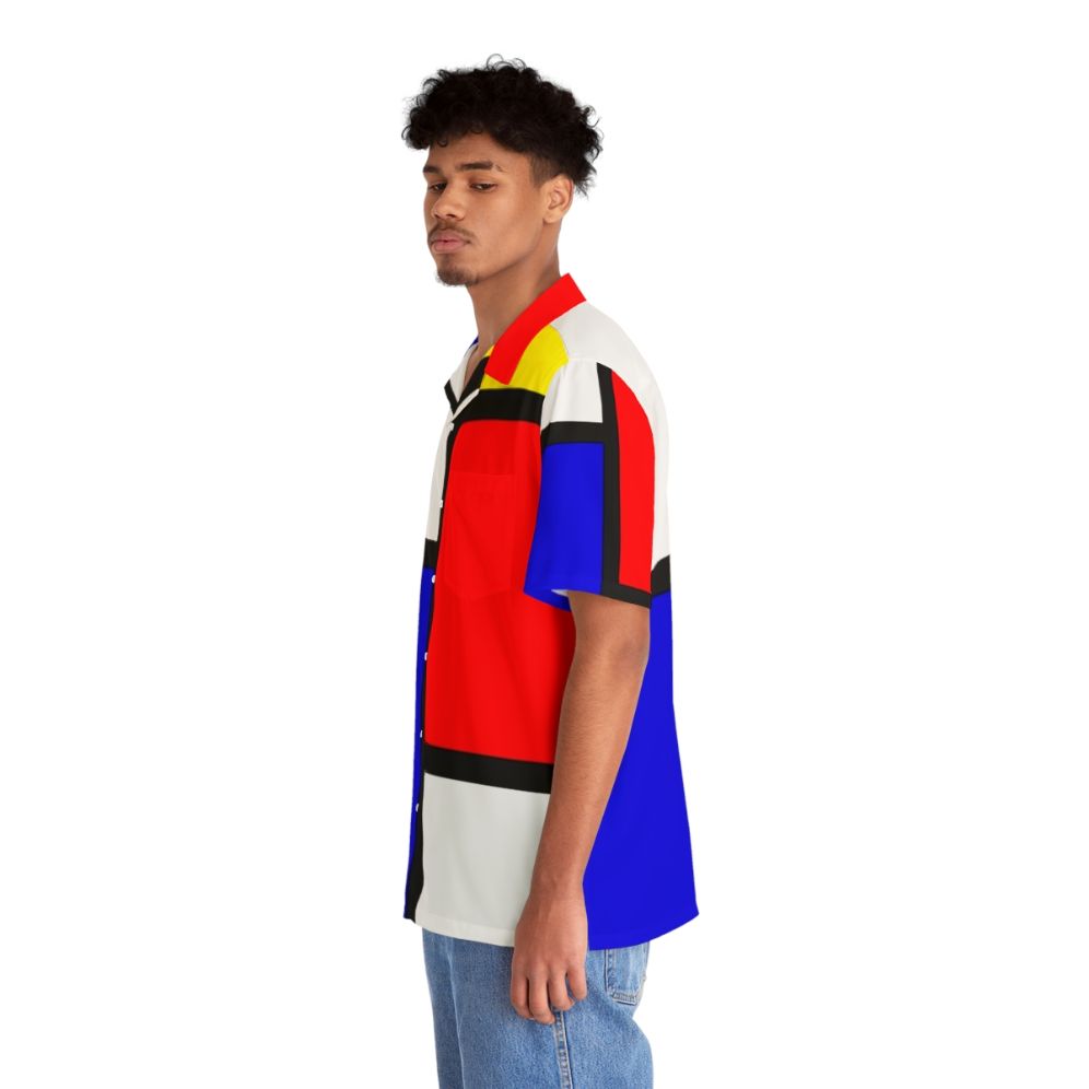 Mondrian-inspired Hawaiian shirt with geometric primary color patterns - People Left