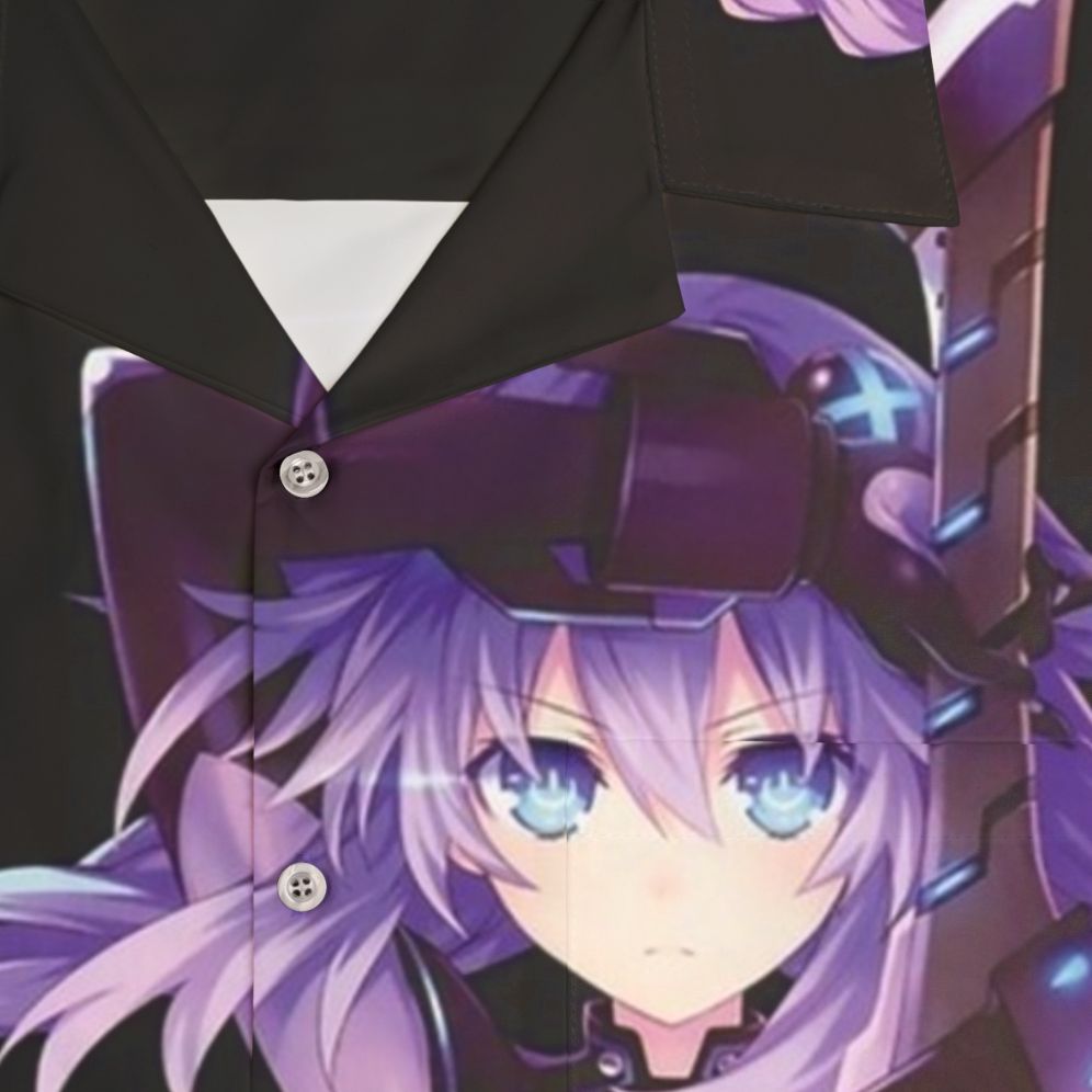 Purple Heart character from Hyperdimension Neptunia video game on a Hawaiian shirt - Detail