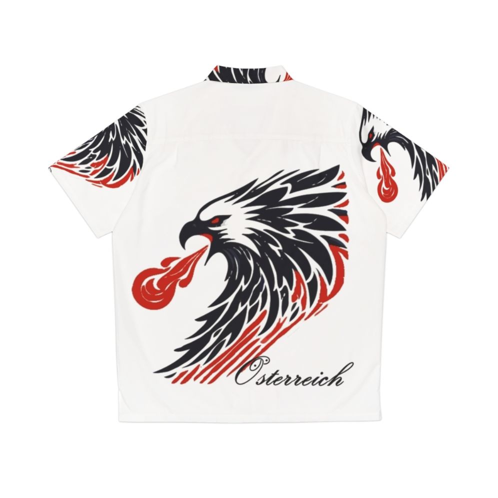 Stylized Austrian flag and eagle graphic on a Hawaiian shirt - Back