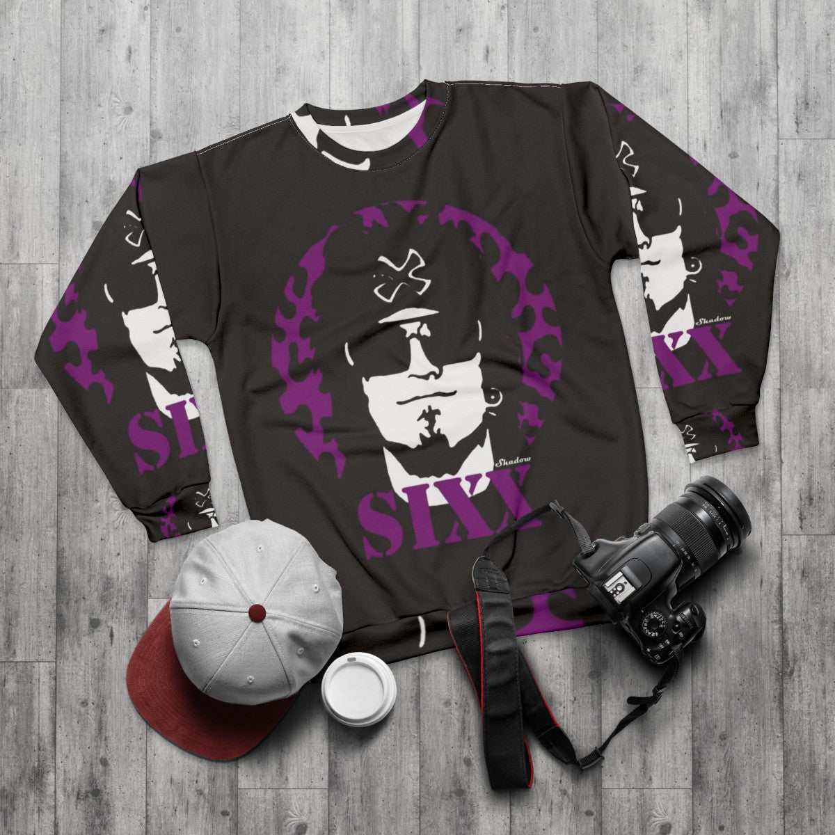 Nikki Sixx Heavy Metal Music Icon Sweatshirt - flat lay