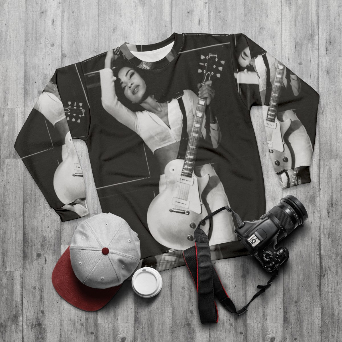 Sade inspired guitar aesthetic sweatshirt - flat lay