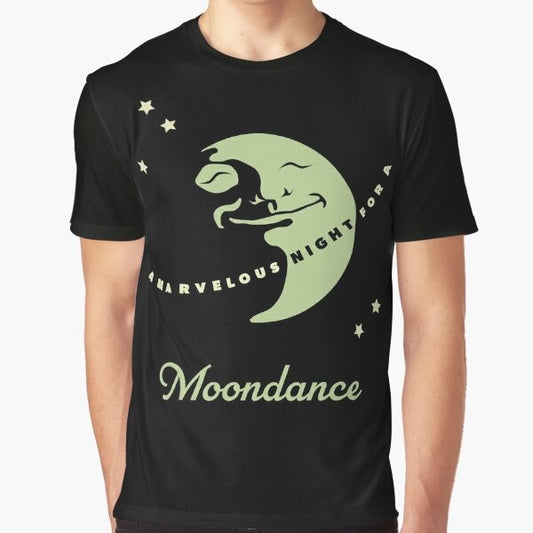 Moondance graphic t-shirt featuring classic Van Morrison song lyrics and moon imagery