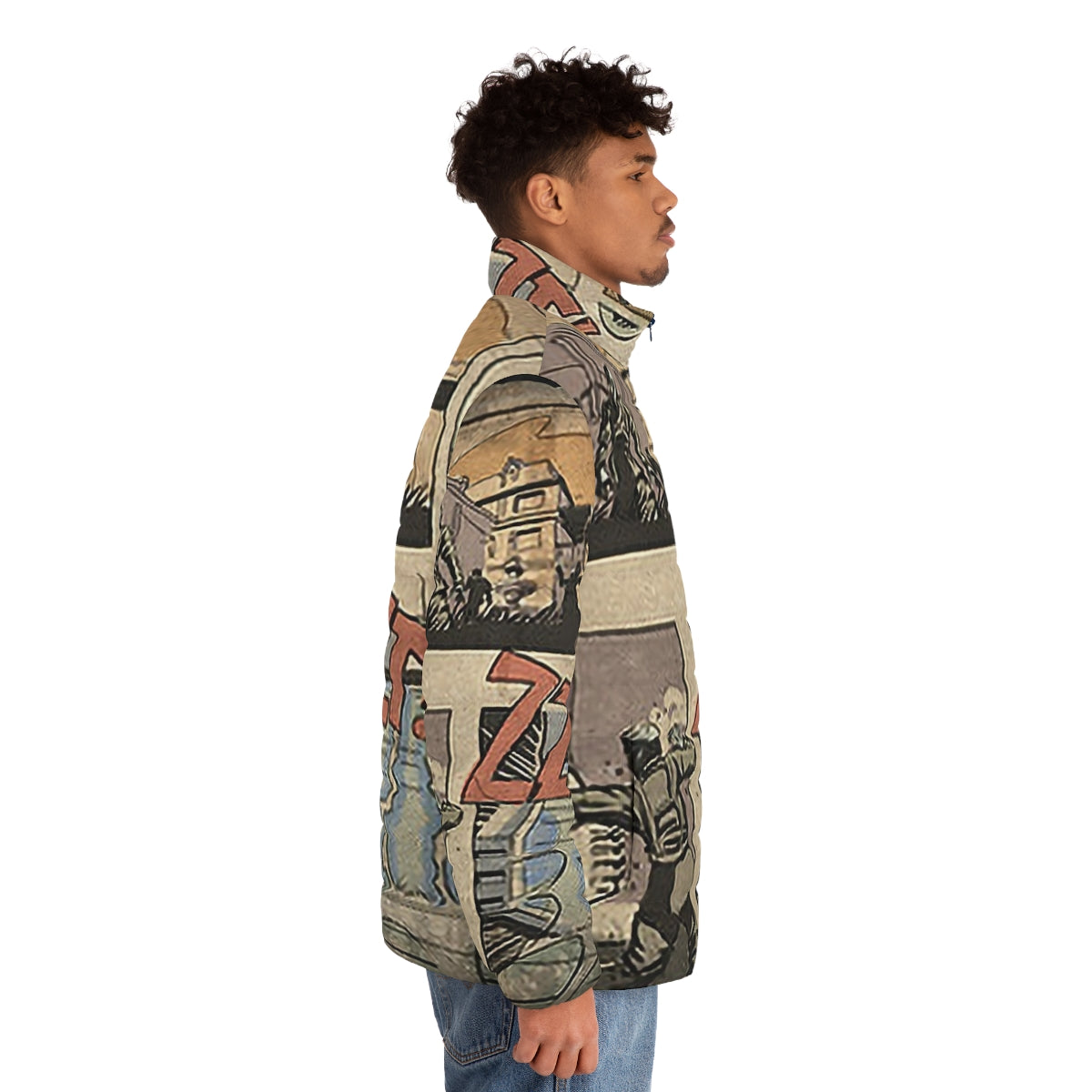 Zombies Loading Screen Comic Puffer Jacket - Call of Duty Inspired Apparel - men side right