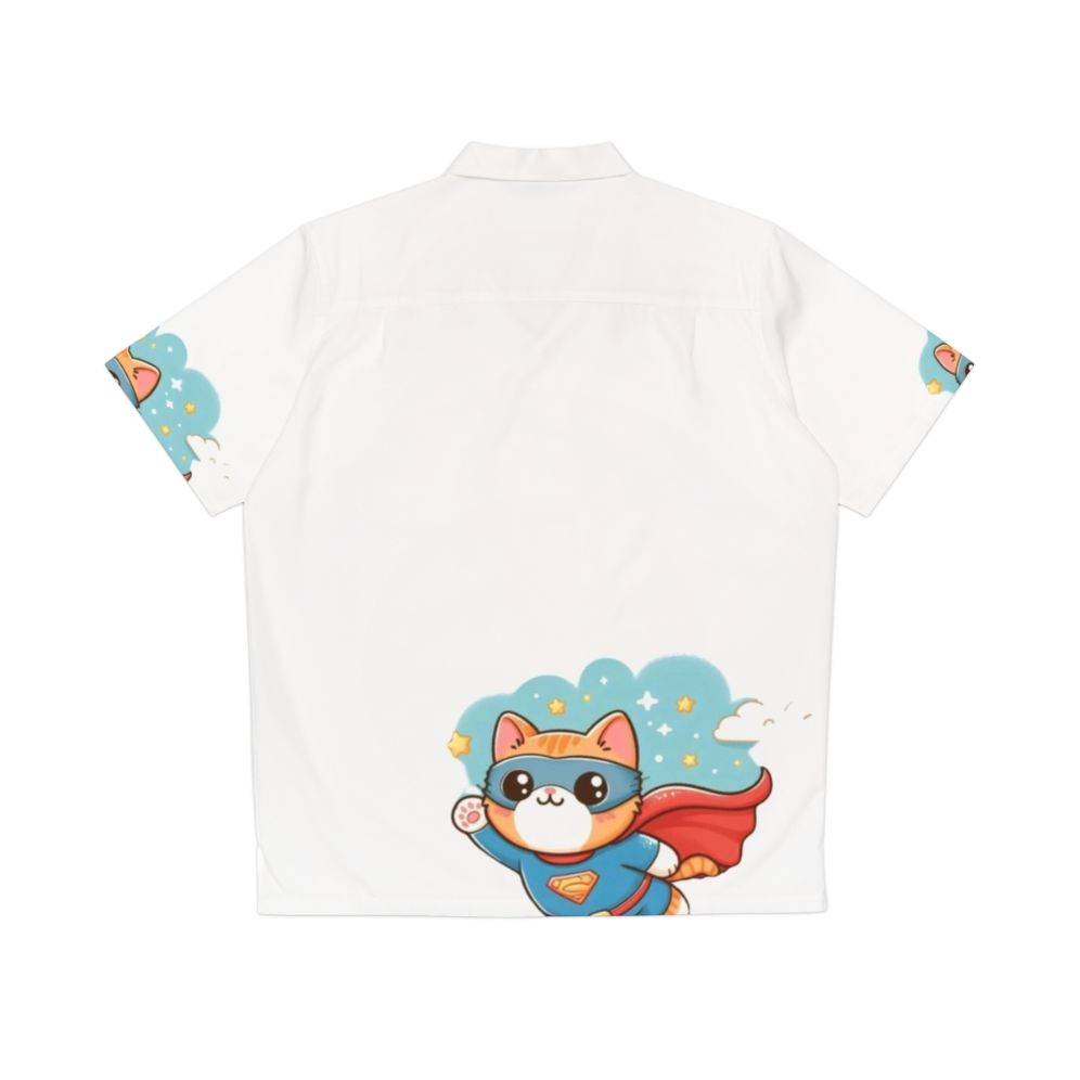 Superhero Cats Hawaiian Shirt for Kids - Blue Baby Outfit - Back