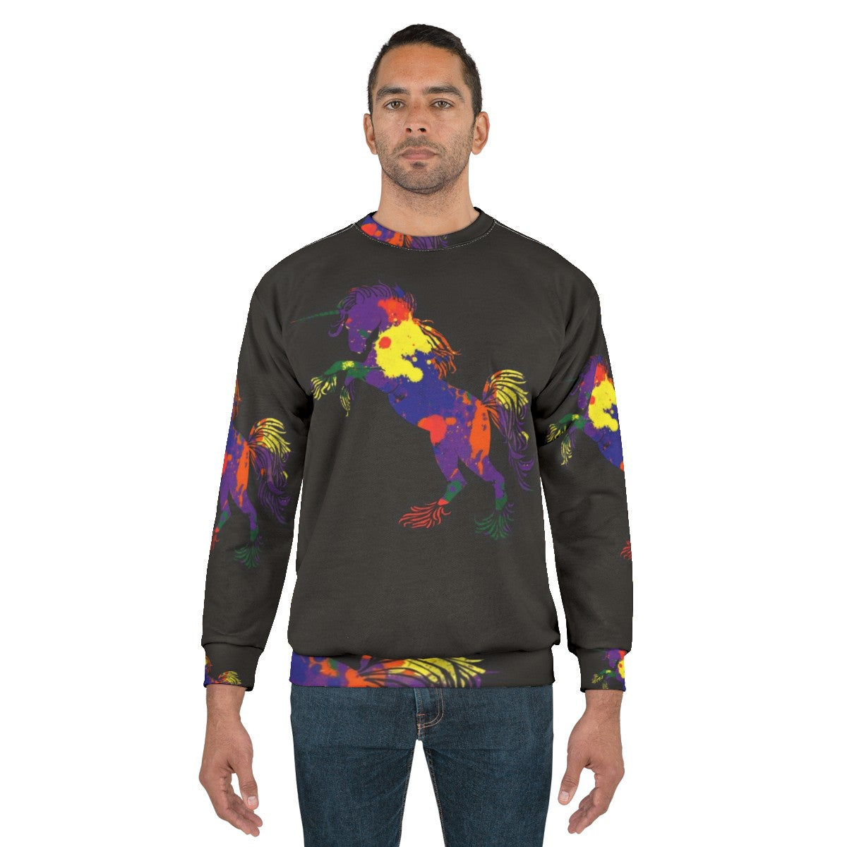 Rainbow Unicorn Sweatshirt with Whimsical Design - men