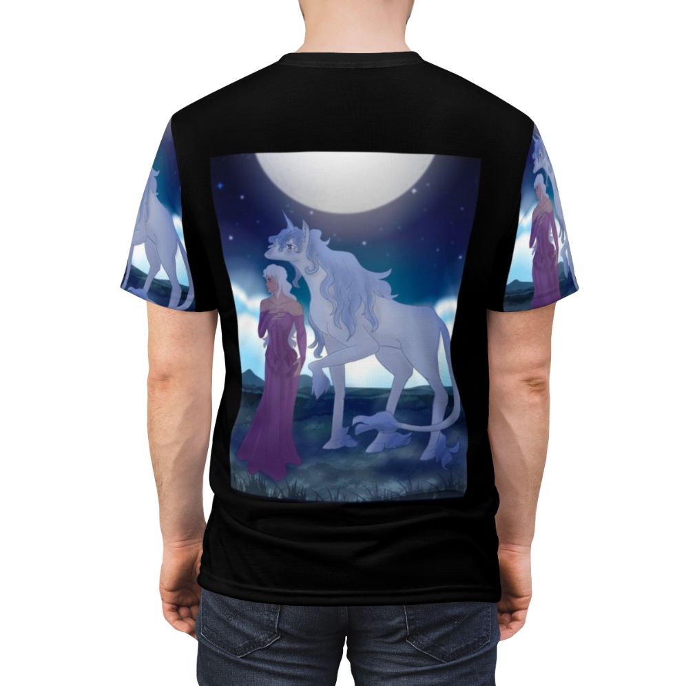 "The Last Unicorn" inspired t-shirt with whimsical unicorn artwork - men back