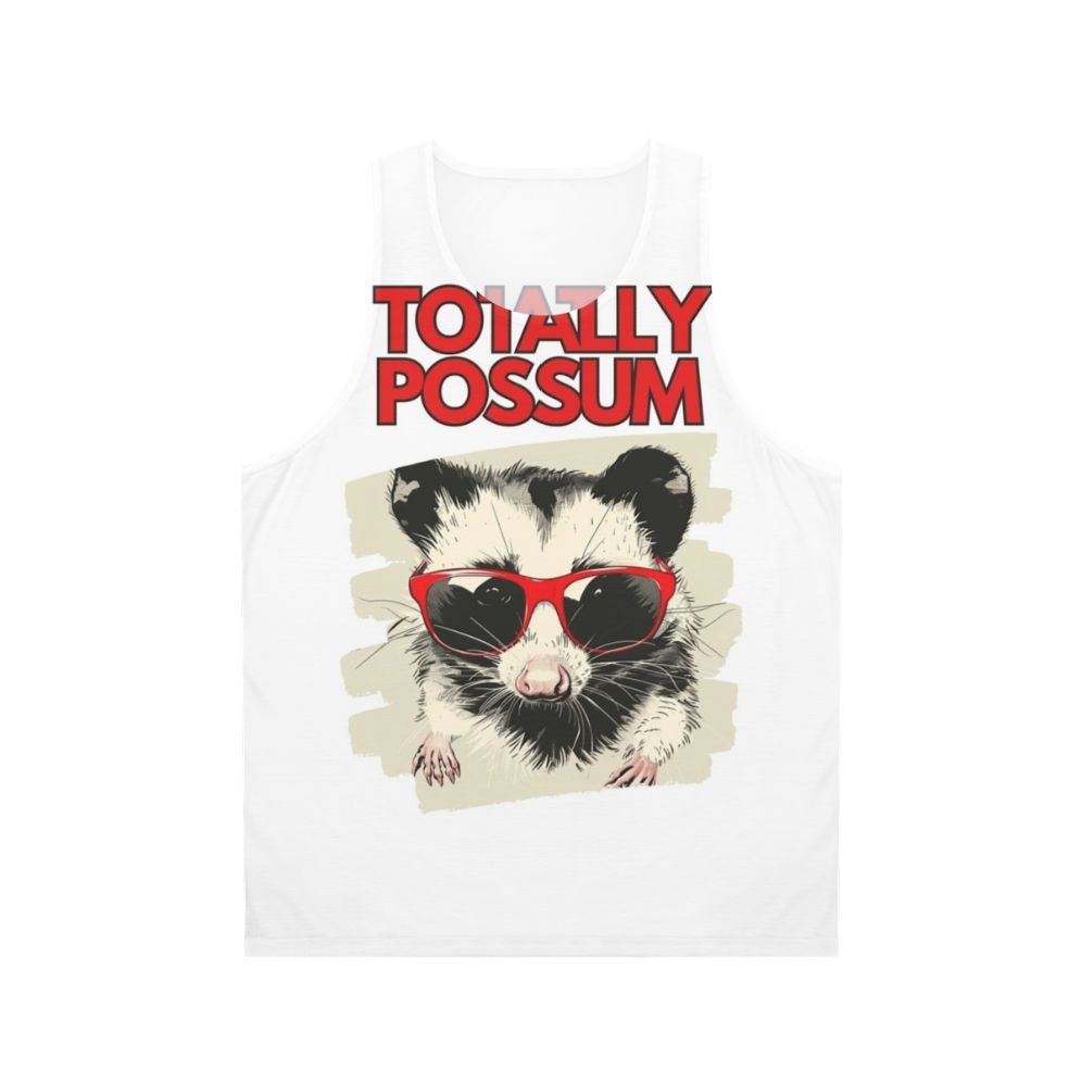 A model wearing a Possum Unisex Tank Top