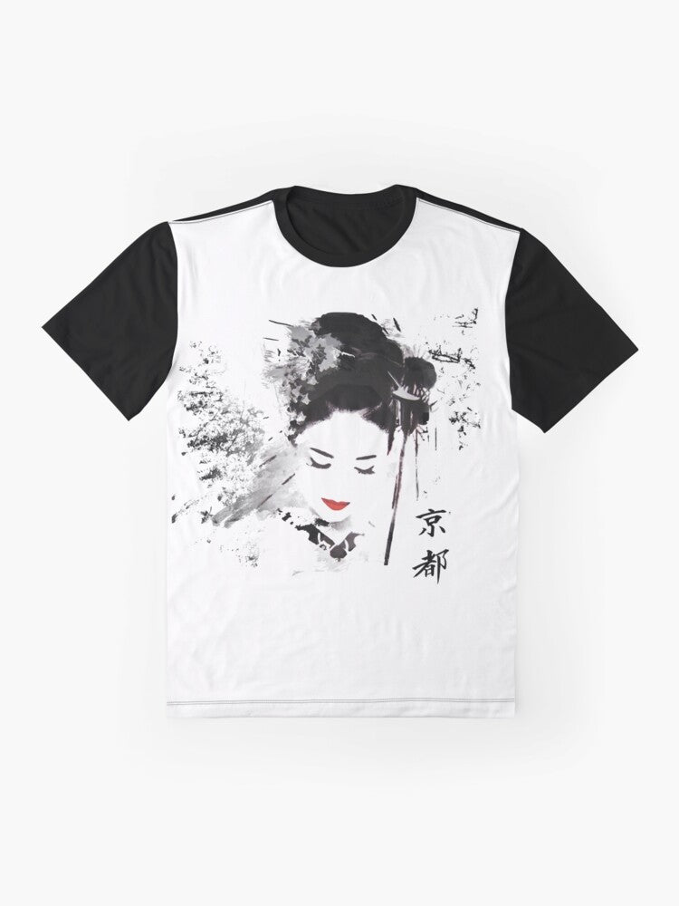 Japanese Kyoto Geisha Graphic Design T-Shirt - Flat lay