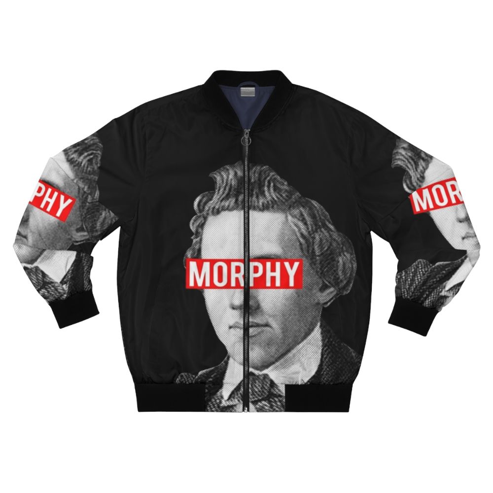 Chess Grandmaster Bomber Jacket featuring the design of chess legend Paul Morphy