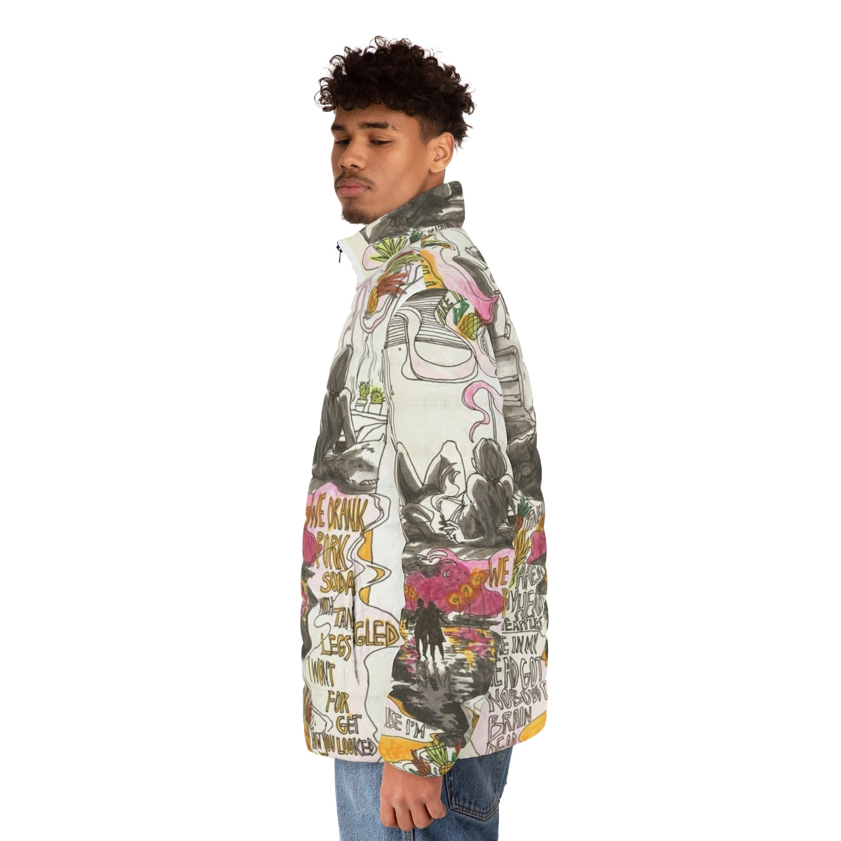 Pork Soda Puffer Jacket featuring the Glass Animals design - men side left